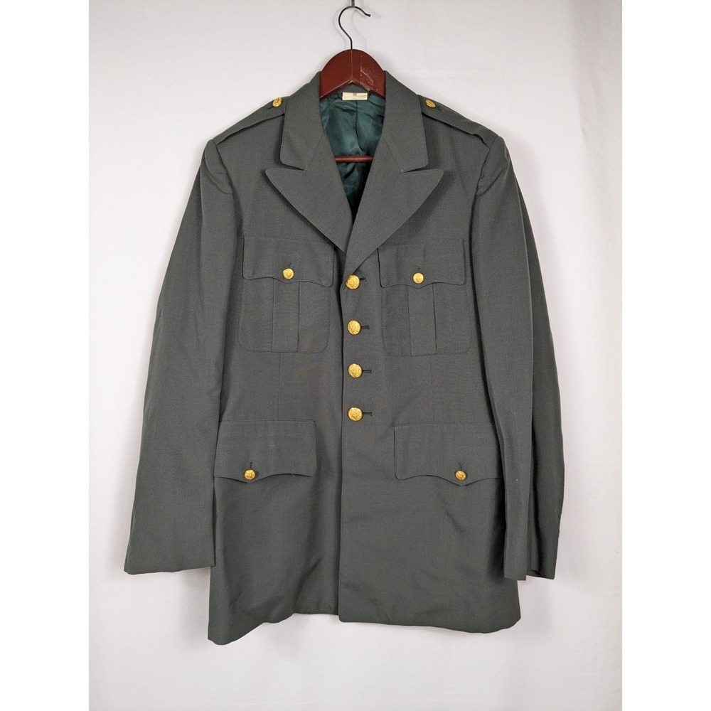 Vintage US Army Military Coat Jacket Mens 38L Green Class A Dress Uniform 2924